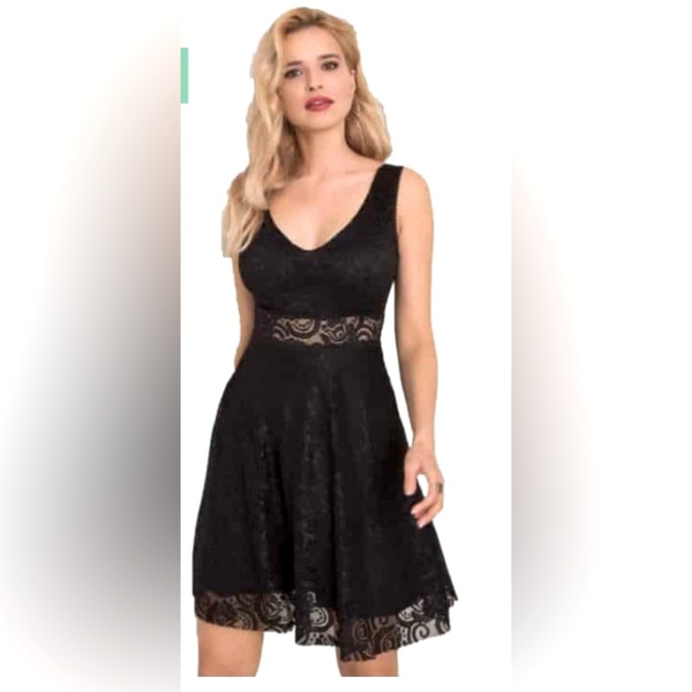 ITALIA MODA BLACK LACE DRESS WITH OPEN STRAPED BACK